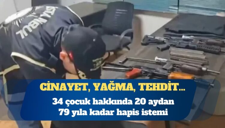 Daltonlar çetesinden suça sürüklenen 34 çocuk hakkında 20 aydan 79 yıla kadar hapis istemi