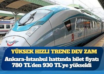 Yüksek hızlı trene dev zam