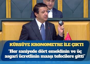 Kürsüye kronometre ile çıktı: “Her saniyede dört emeklinin ve üç asgari ücretlinin maaşı tefecilere gitti”