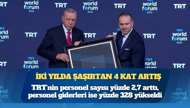 İki yılda şaşırtan 4 kat artış: TRT’nin personel sayısı son 2 senede sadece yüzde 2,7 artarken, personel giderleri ise yüzde 328 yükseldi