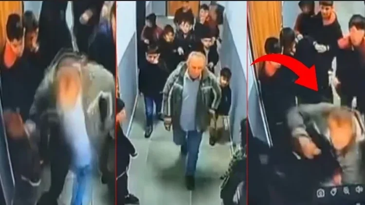 Okul basan veli küçücük çocuğu tekme tokat dövdü